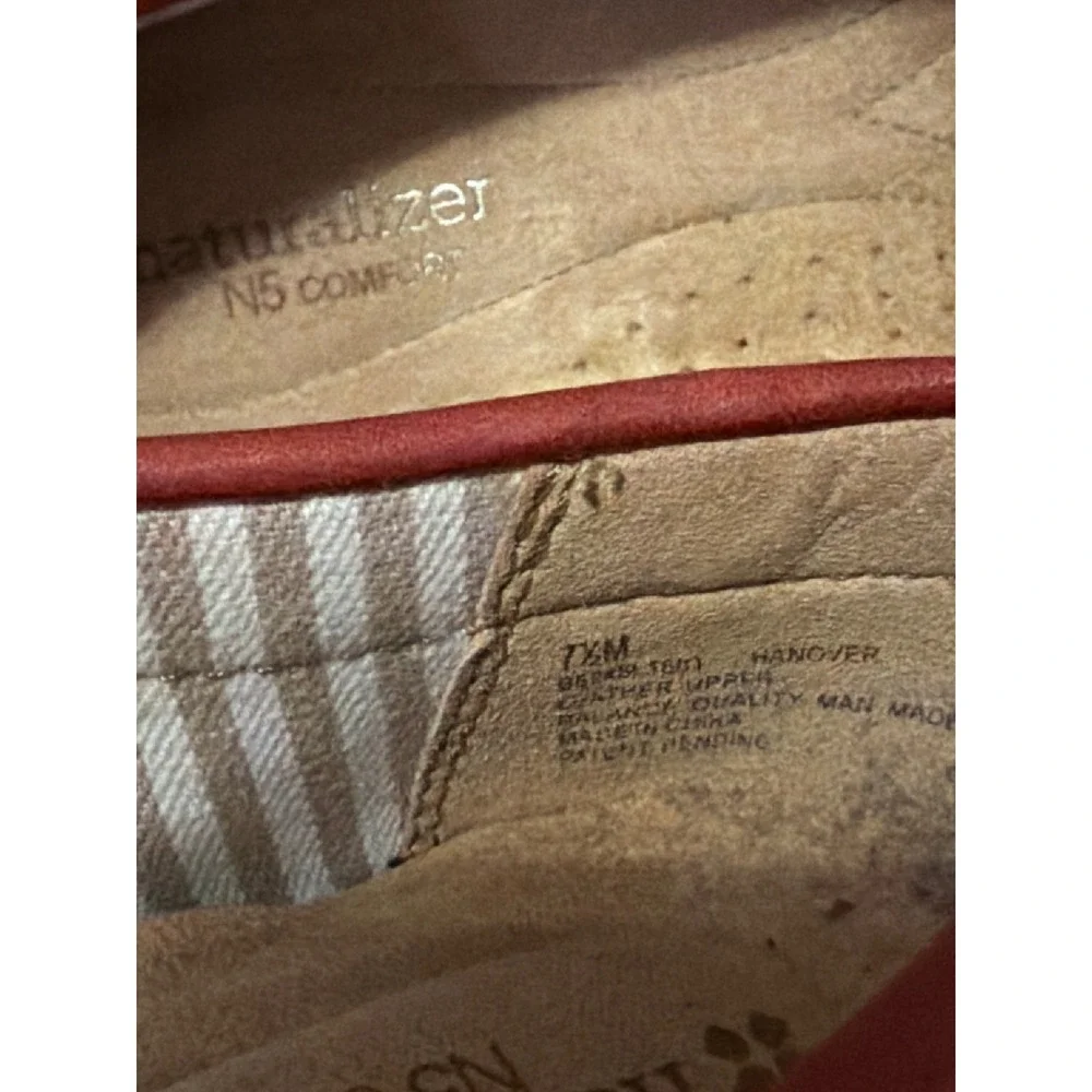 Naturalizer Hanover Red Leather Boat Shoes N5 Comfort Loafers Womens 7.5 M